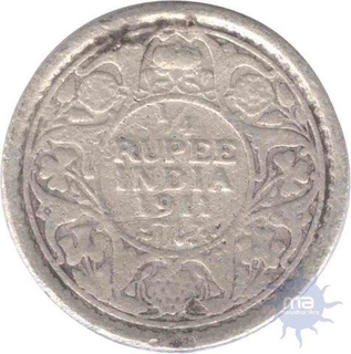 Silver One Fourth Rupee Coin of  King George V of 1911.