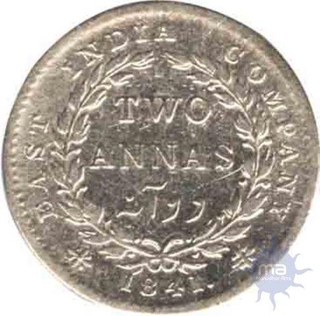 Silver Two Anna Coin of Victoria Queen of 1840.