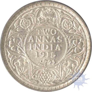 Silver Two Annas Coin of King George V of 1915.