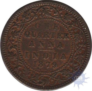 Copper One Fourth Anna Coin of Victory Empress of 1879.