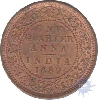 Copper One Fourth Anna Coin of Victory Empress of 1889.