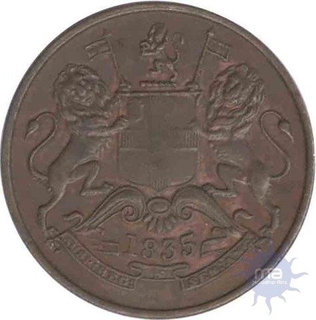 Copper One Fourth Anna Coin of East India Company of 1835.