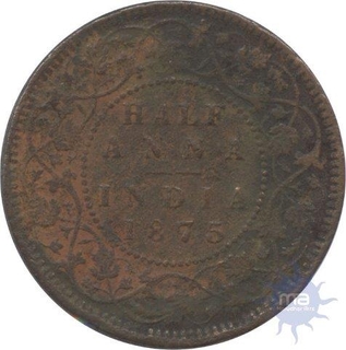 Copper One Fouth Anna Coin of Victoria Queen of 1875.