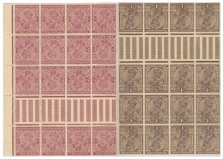 Pane of Two Sheet of Thirty Two Stamps of King George V.