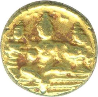 Gold Half Pagoda Coin of Tirumalaraya of Vijayanagara Empire.