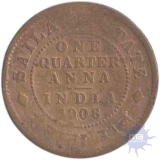 Copper Quarter Anna Coin of Sailana State.