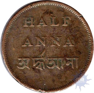 Copper Half  Anna Coin of  Calcutta Mint of of Bengal Presidency.