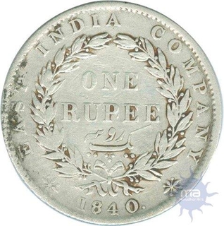 Silver Rupee Coin of  Victoria Queen of Madras Mint of 1840.