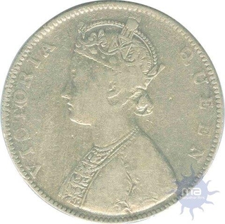 Silver One Rupee Coin of Victoria Queen of   Bombay Mint of 1862.