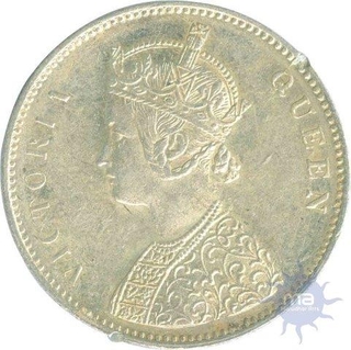 Silver One Rupee Coin of Victoria Queen of Bombay Mint of 1862.