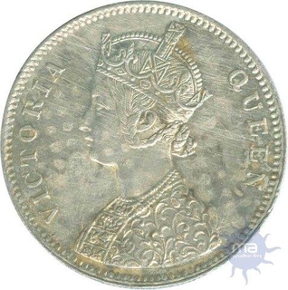 Silver One Rupee Coin of Victoria Queen of  Bombay Mint of 1862.