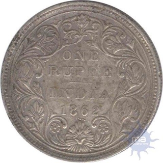 Silver One  Rupee Coin of Victoria Queen of Bombay Mint of 1862.