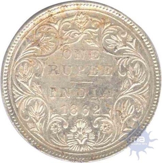 Silver One  Rupee Coin of Victoria Queen of  Bombay Mint of 1862.