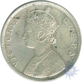 Silver One Rupee Coin of Victoria Queen of  Bombay Mint of 1862.