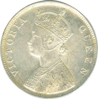 Silver One Rupee Coin of  Victoria Queen of Bombay Mint of 1862.