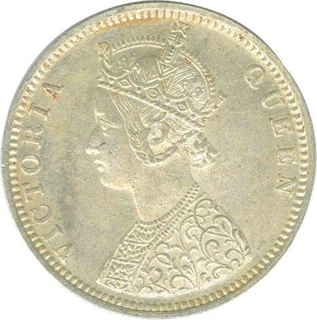 Silver One Rupee Coin of Victoria Queen of  Bombay Mint of 1862.