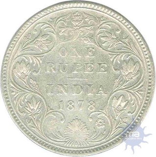 Silver One  Rupee Coin of Victoria Empress of  Bombay Mint of 1878.