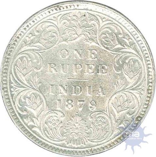 Silver One  Rupee Coin of Victoria Empress of Bombay Mint of 1879.