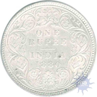 Silver One Rupee Coin of Victoria Empress of Calcutta Mint of 1880.