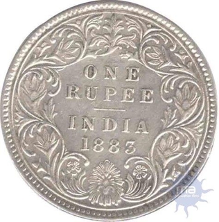 Silver Rupee Coin of  Victoria Empress of Bombay Mint of 1883.