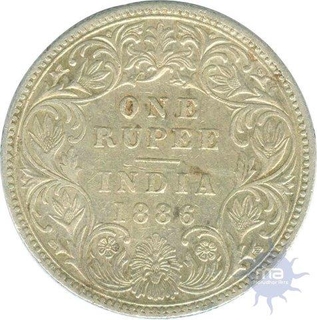 Silver One Rupee Coin of Victoria Empress of  Bombay Mint of 1886.