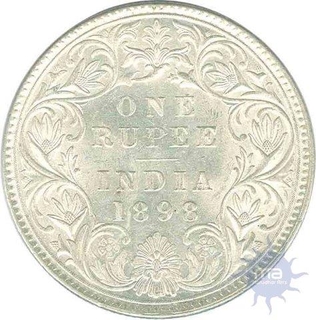 Silver One  Rupee Coin of Victoria Empress of  Bombay Mint of 1898.