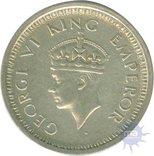 Silver One Rupee Coin  of King George VI of  Bombay Mint of 1945.