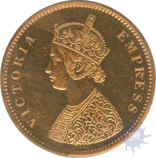 Copper Half Anna Coin of Victoria Empress of  Bombay Mint of 1877,