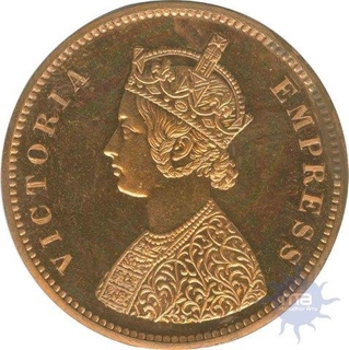 Copper Half Anna Coin of Victoria Empress of Calcutta Mint of 1878.