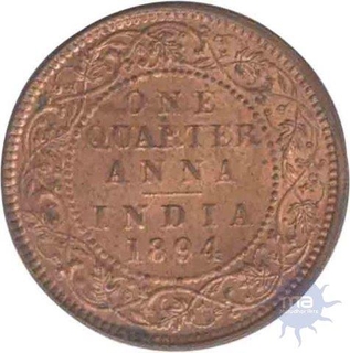 Copper Quarter  Anna Coin of Victoria Empress of Calcutta Mint of 1894.