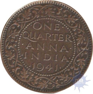 Bronze Quarter  Anna Coin of King George VI  of Bombay Mint of 1941.