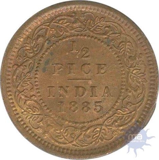 Copper Half Pice Coin of Victoria Empress of  Calcutta Mint of 1885.