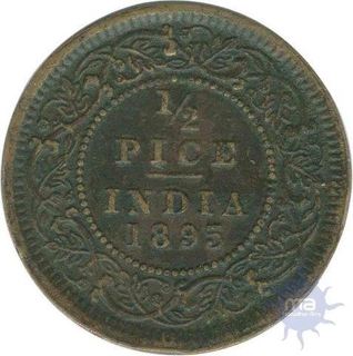 Copper Half  Pice Coin of Victoria Empress of  Calcutta Mint of 1895.