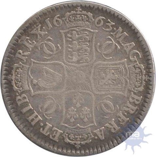 Silver  Shilling Coin of Great Britain of 1663.