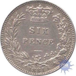 Six Pence Coin of Victoria of 1881.