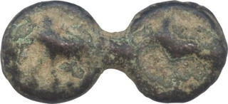 Pair Cast Copper Kakini Coin of Kaushambi.