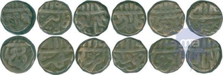 Copper Month Set of Twelve Coiins of Akbar of Delhi Mint.