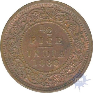 Copper Half Pice of Victoria Empress of Calcutta Mint of 1888.