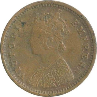 Copper One Twelveth Anna of Victoria Empress of Bombay Mint of 1877.