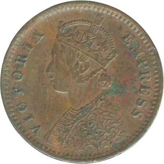 Copper One Twelveth Anna Coin of Victoria Empress of Calcutta Mint of 1878.