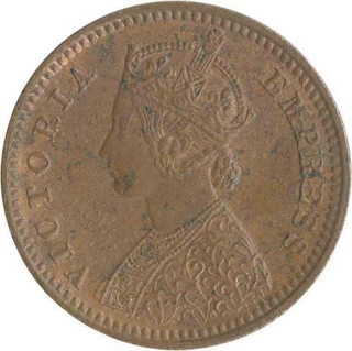 Copper One Twelveth Anna Coin of Victoria Empress of Calcutta Mint of 1889.