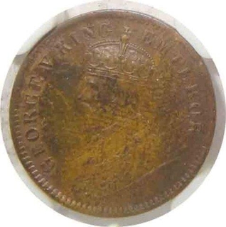 Copper Quarter Anna Coin of King George V of Calcutta Mint of 1911.