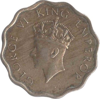 One Anna Coin of King George VI of Bombay Mint of 1938.