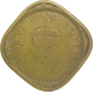 Copper Nickel Two Annas Coin of King George VI of Lahore Mint of 1944.