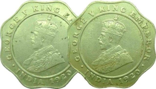 Four Annas (2) of King George V of Bombay Mint of 1920.