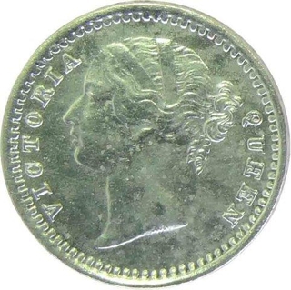 Silver Two Annas Coin of Victoria Queen of Bombay Mint of 1841.