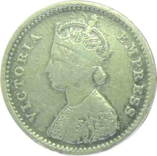 Silver Two Annas of Victoria Queen of Bombay Mint of 1877.