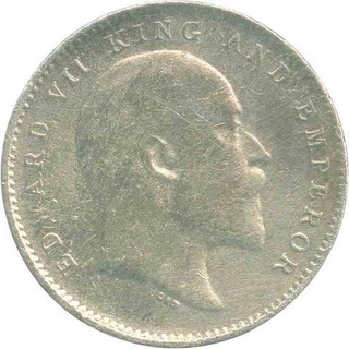 Silver Two Annas Coin of King Edward VII of Calcutta Mint of 1909.