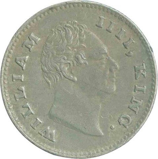 Silver Quarter Rupee Coin of King William IIII of Calcutta Mint of 1835.