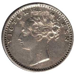 Silver Quarter Rupee Coin of  Victoria Queen of Madras Mint of 1840.